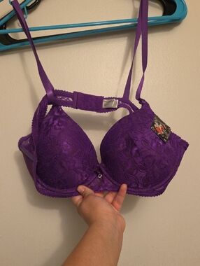 Mamia Purple Lace Push-Up Bra with Adjustable Straps